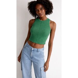 MADEWELL | NWT Rivet & Thread Waffle Crop Tank in True Kelly Green, Size Medium